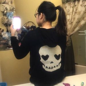 Vintage Havana Small Black Skull Sweater Hoodie